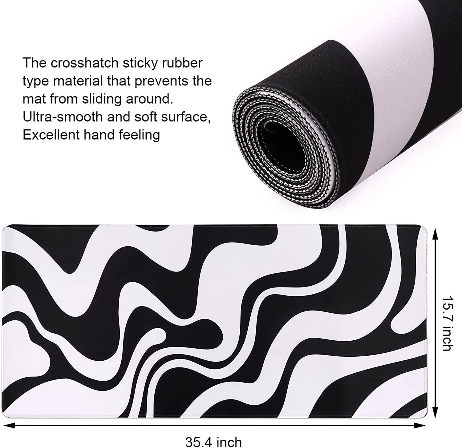 Desk Mat, Extended Gaming Mouse Pad 35.4" X 15.9" XXL Keyboard Laptop Mousepad with Stitched Edges Non Slip Base, Water-Resistant Computer Desk Pad for Office and Home(Abstract)